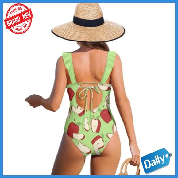 Plus Size Tummy Control One Piece Swimsuit with Chiffon Sarong Cover Up - Picture 4 of 7